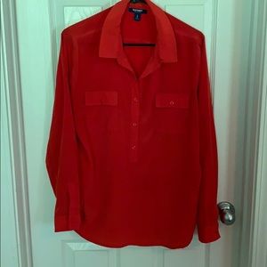 Long sleeve, red, button blouse